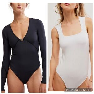 Bundle Two Free People Black Gray Bodysuits XS